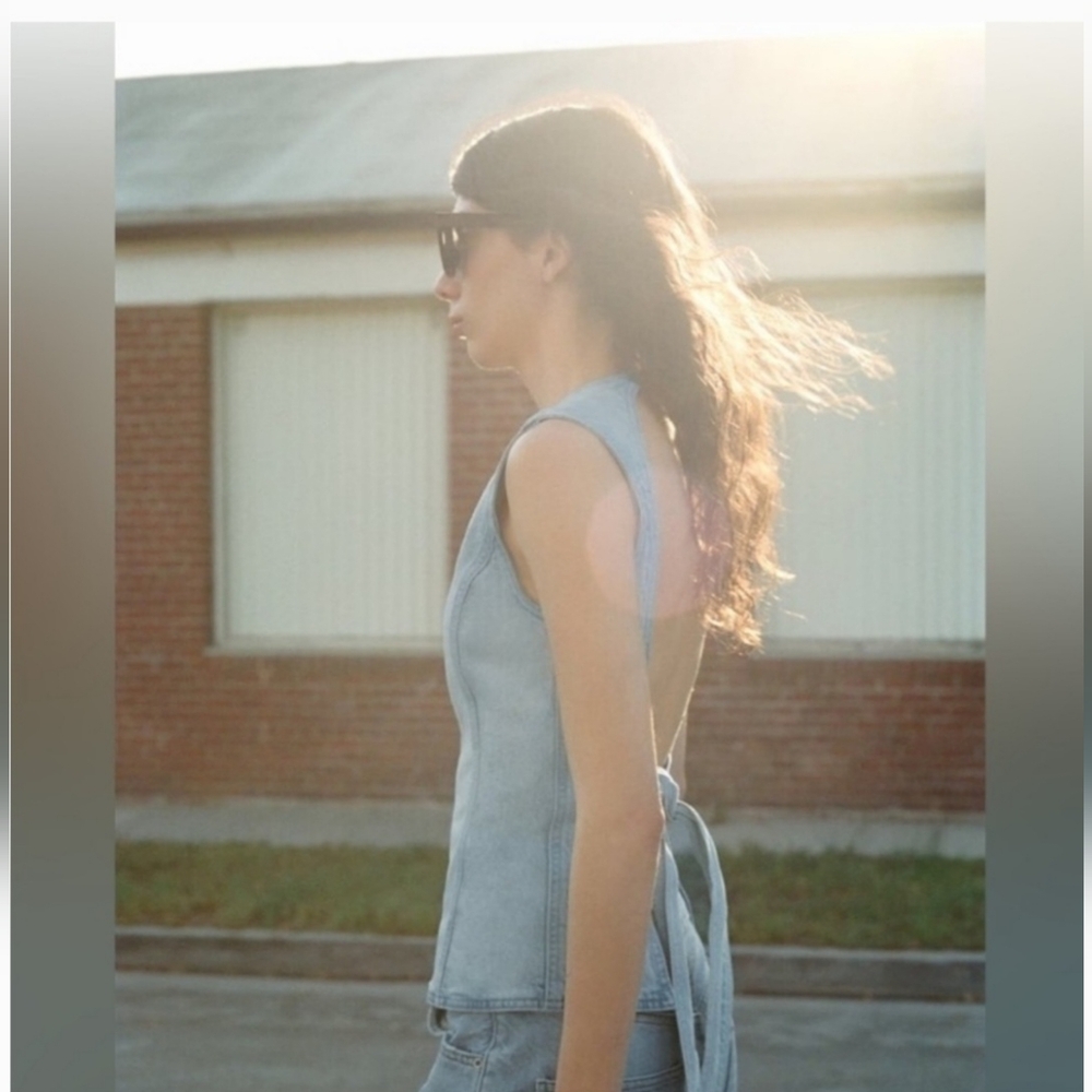 Zara ties denim top